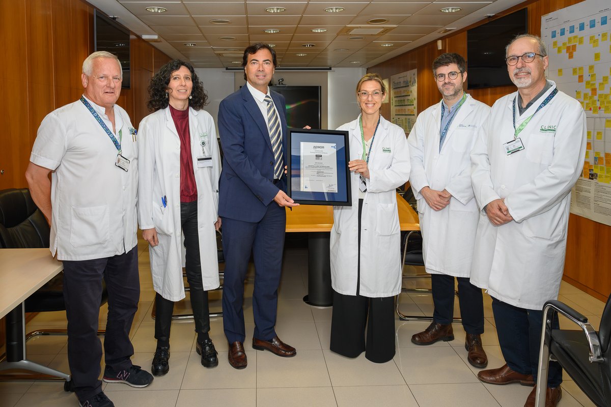 👏El Dispositivo Transversal de Hospitalización a Domicilio del Hospital Clínic de Barcelona se certifica con un sistema de gestión de calidad con la norma ISO 9001:2015 integrado en una norma de seguridad del paciente UNE 179003:2013