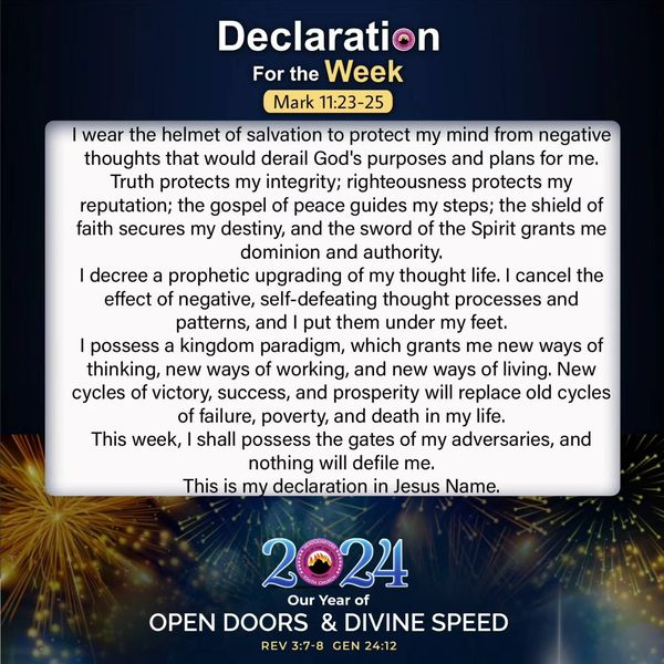 mfmintlhqyouth's tweet photo. Declaration For The Week (30/06 - 06/07) 2024

PLEASE DECLARE THIS EVERY MORNING BEFORE STEPPING OUT OF YOUR HOUSE THIS WEEK

#DeclarationForTheWeek
#MfmIntlHqYouth
#ThePlaceOfHisGreaterGlory https://t.co/iamtYrGC8S