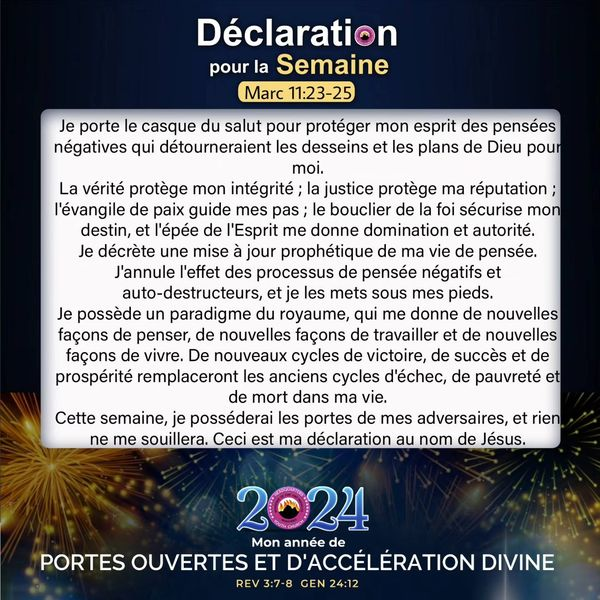 mfmintlhqyouth's tweet photo. Declaration For The Week (30/06 - 06/07) 2024

PLEASE DECLARE THIS EVERY MORNING BEFORE STEPPING OUT OF YOUR HOUSE THIS WEEK

#DeclarationForTheWeek
#MfmIntlHqYouth
#ThePlaceOfHisGreaterGlory https://t.co/iamtYrGC8S