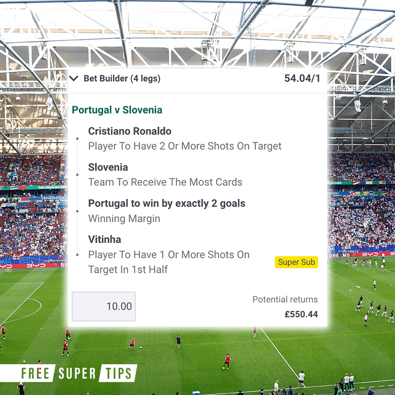 FootySuperTips's tweet photo. 🔥 COMPETITION TIME 🔥

If this 54/1 bet builder lands in Portugal vs. Slovenia, we'll give the winnings of £550.44 in CASH to one person! 💰

To enter ⤵️
🔁 Retweet this tweet
✅ Follow @FootySuperTips

Good luck 🤞 18+ https://t.co/M3Unh6kIBg