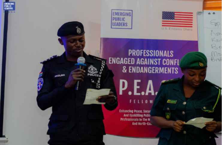 EPLeadersgh's tweet photo. Insights and trainings acquired by our P.E.A.C.E. fellows enable them to design targeted interventions for peace and security in the Northern region. @usembassygh #communitystrength #peaceInitiative. https://t.co/kRLpBSdWB2