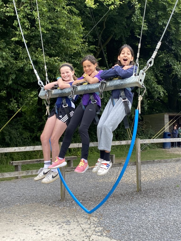 PGL is off to a swinging start for our year 6 pupils! This morning they conquered their fears on the giant swing and even wanted a third go! #brave #year6residential