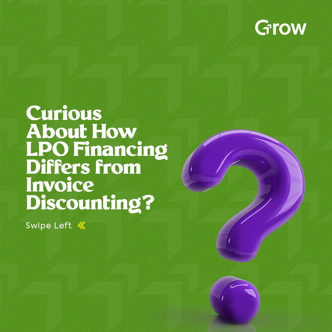 mygrowfinance's tweet image. Learn the differences between LPO financing and invoice.

Both solutions aim to enhance your business's financial stability, but they work at different stages of the sales process  
#LPOFinancing #InvoiceDiscounting #GrowFinance