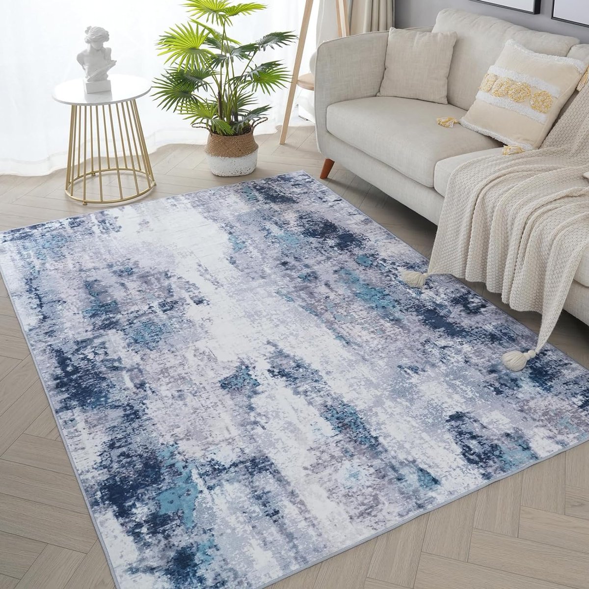 solrak051's tweet photo. BRICHOEE Modern Abstract Area Rug, 3x5 Blue Indoor Area Rug Soft Non-Slip Low Pile Machine Washable Entryway Rug for Hallway https://t.co/n2fxqSGuNc