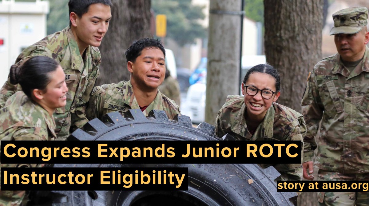 AUSAorg's tweet image. Congress Expands Junior ROTC Instructor Eligibility

Recently Separated Officers, NCOs Can Now Apply for Growing Program 

#ReadMore: loom.ly/3Y41kDo

#USArmy #JROTC #juniorrotc #program #nationaldefense #staffsergeant #servicemembers #congress #instructor #ranks