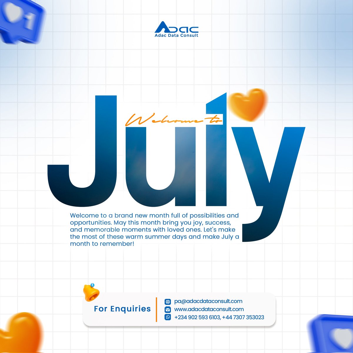 Hello July! ☀️ Embracing new opportunities, adventures, and growth this month. Let's make it amazing! #July #NewMonth #FreshStart