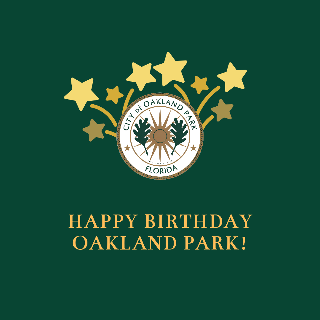 CityOaklandPark's tweet photo. For nearly a century, our vibrant city has been a shining example of a diverse and close-knit community.
Happy Birthday, Oakland Park! Let's make this year one for the books!
#OaklandPark #CommunityPride #CityCelebration #LocalHistory #SecondCentury https://t.co/4sw1zUVwrH