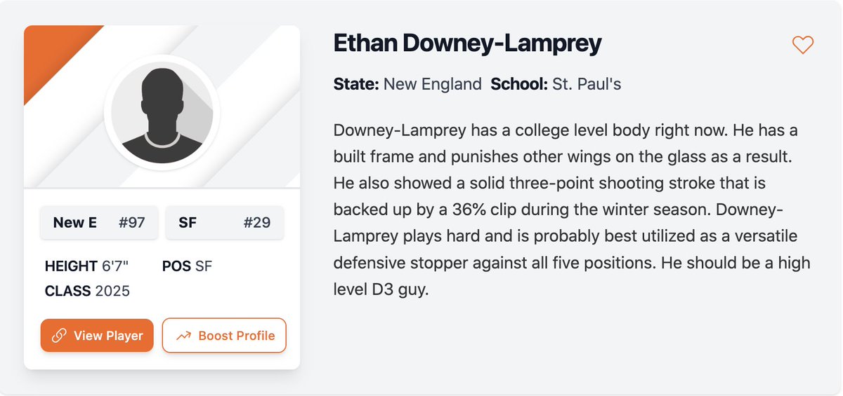 Spot on evaluation of our guy <a href="/EthanLamprey/">Ethan Downey-Lamprey</a>. Has put in a lot of work to get himself to this place and will only get better! <a href="/NERRHoops/">New England Recruiting Report NERRHoops</a> <a href="/NEPrepBB/">NE Prep Mens Basketball</a>