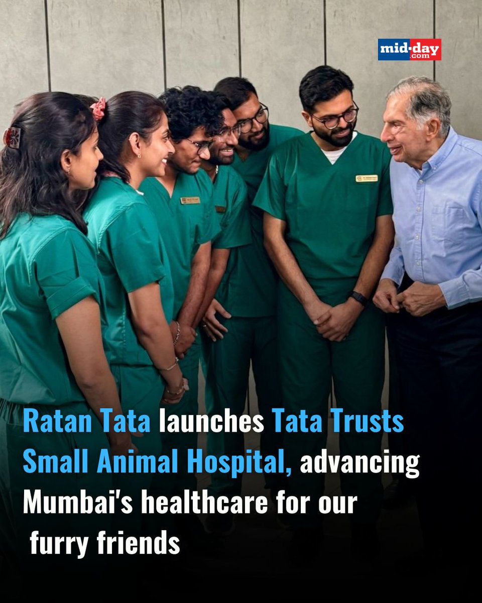 mid_day's tweet photo. The #SmallAnimalHospital in #Mumbai, launched by #TataTrusts, has started scheduling appointments after a successful trial phase. It offers round-the-clock emergency room services, triage, and consultations, as well as in-patient care, dermatology, cardiology, radiology (including MRI, CT, and ultrasonography), and other laboratory services.
#RatanTata #AnimalHospital
