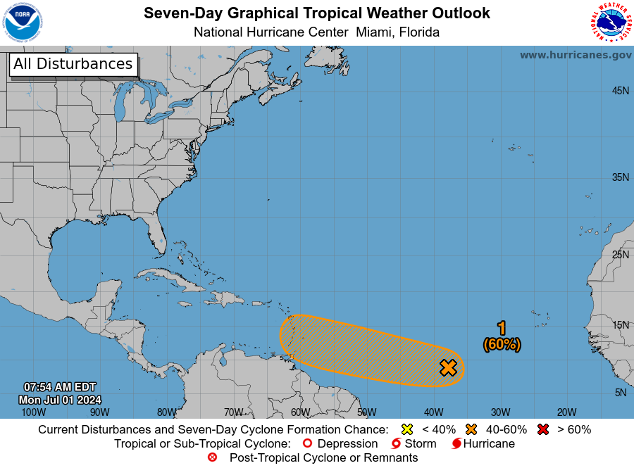 TTMetOffice's tweet photo. OFFICIAL STATEMENT #1:
AREA OF LOW PRESSURE NEAR CENTRAL ATLANTIC TRAILING HURRICANE BERYL

Date: Monday 1st July, 2024                                                                                                        Issuance Time: 8:30 am
https://t.co/I5SmWCJX6i https://t.co/BiE1sZ8yCi