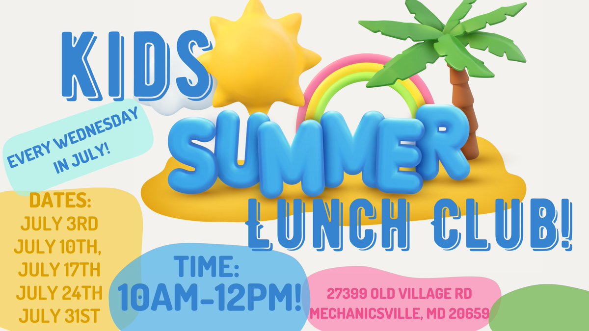 RealLifeMD's tweet image. Hey Families! Don't forget that our FIRST Summer Lunch Club is coming up THIS WEDNESDAY, July 3rd from 10am - 12pm!! We are so excited to spend time with you and your family as we enjoy activities and lunch together! ☀️