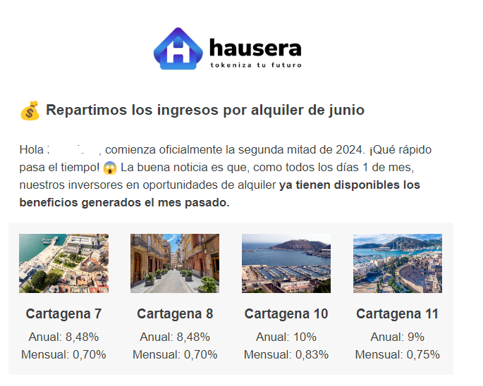 Inversor00's tweet photo. Empezamos el mes de #julio cobrando #rentas de #alquiler de mis proyectos en #Hausera #crowdfunding #inmobiliario #tokenizado 🤑🤑🤑🤑
Código amigo: https://t.co/MdMYtdEx7X

P.D No es ninguna recomendación, no te dejes llevar por el #FOMO

En el 1º comentario más información https://t.co/Amahj73qvl