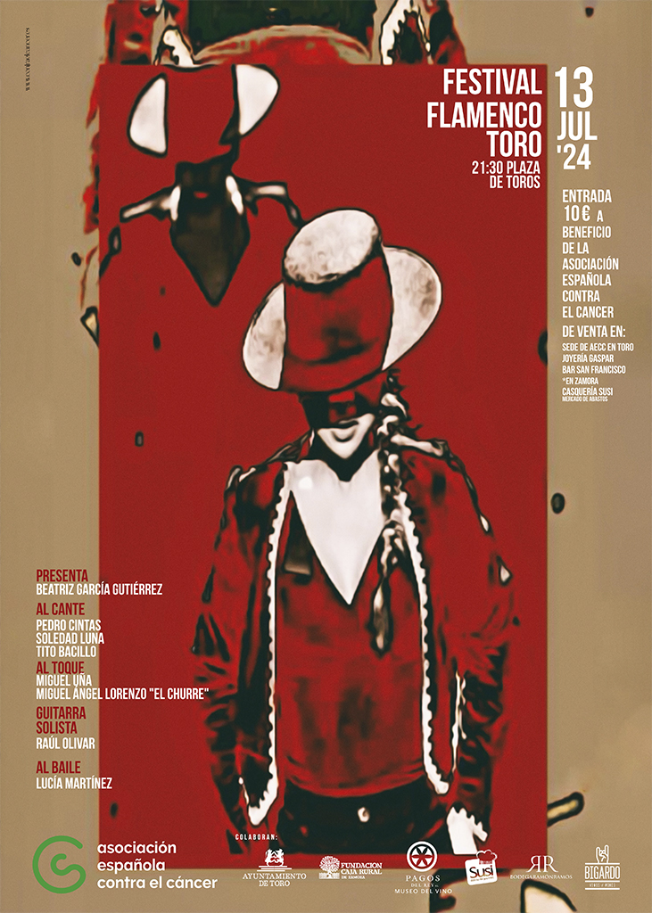 Festival de Flamenco a beneficio de Asociación Española contra el Cáncer.
📆13/7 🕐21:30h📍Plaza de Toros
Entradas 10€ a la venta en sede de AECC, Joyería Gaspar, y Bar San Francisco (Toro) y en Casquería Susi (Mercado de Abastos de  Zamora)
#toromagico <a href="/torociudadmusic/">Toro Ciudad de la Música</a>