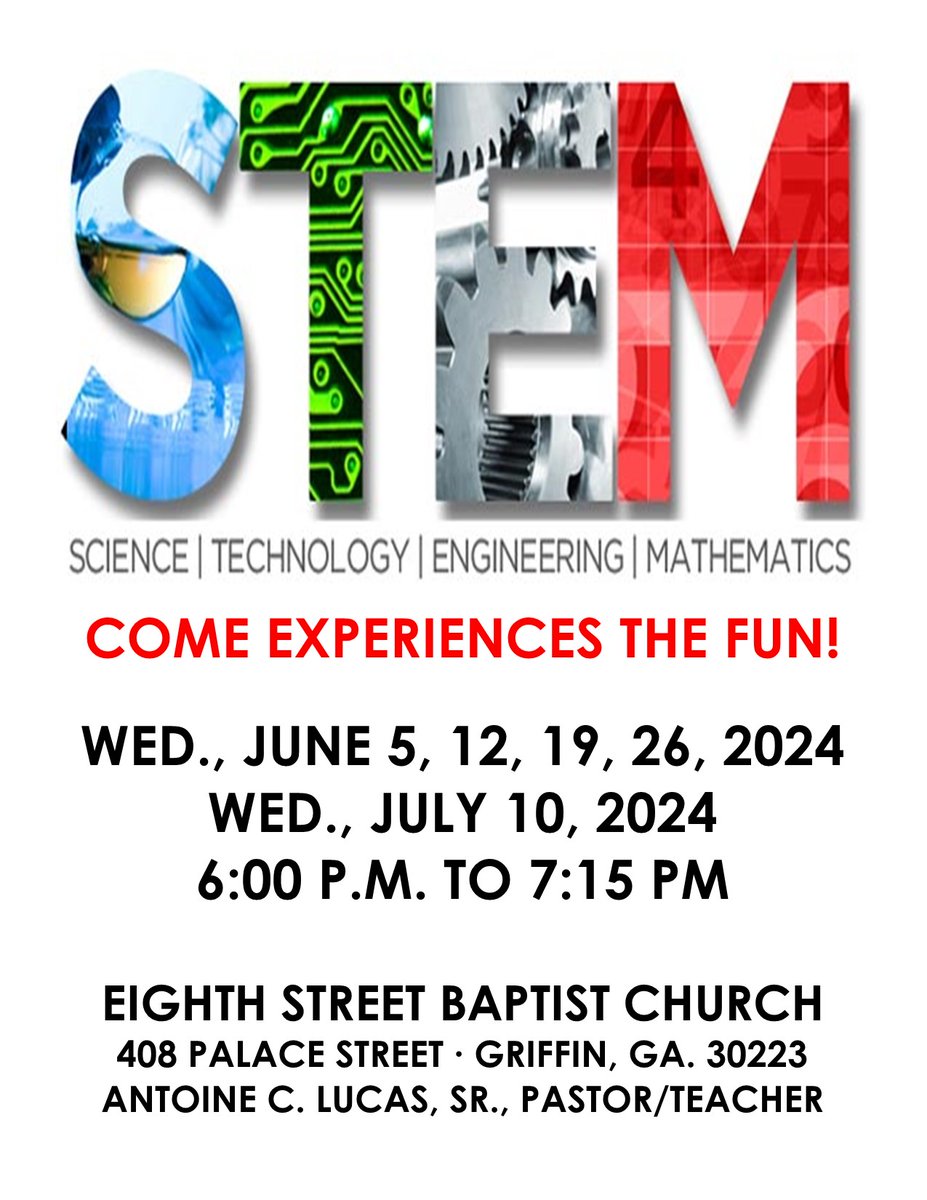 esbcgriffin's tweet photo. The final STEM Class will be held this Wednesday, July 10 @ 6 pm.  There are classes for all grade levels.  Come join us for some educational fun! https://t.co/xd5H8H0gN9