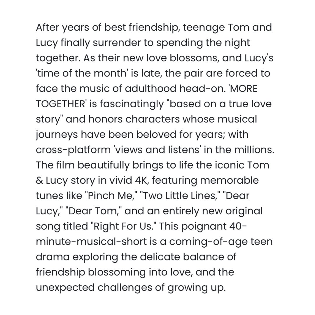 The new movie musical, ‘More Together’ created by the wonderful AAS alum Jake Foy is NOW STREAMING on BroadwayHD and Prime Video 🤍

Beyond excited for you Jake! BIG MOVES ✨👊