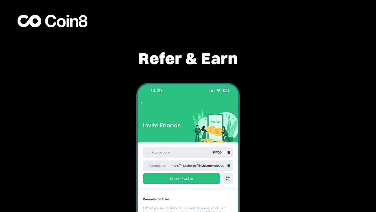 Coin8_Exchange's tweet photo. Be part of the journey! Refer your friends and earn free C8C tokens. 🚀💰
#Coin8 #Crypto #C8C https://t.co/nMEZ6ilbwX