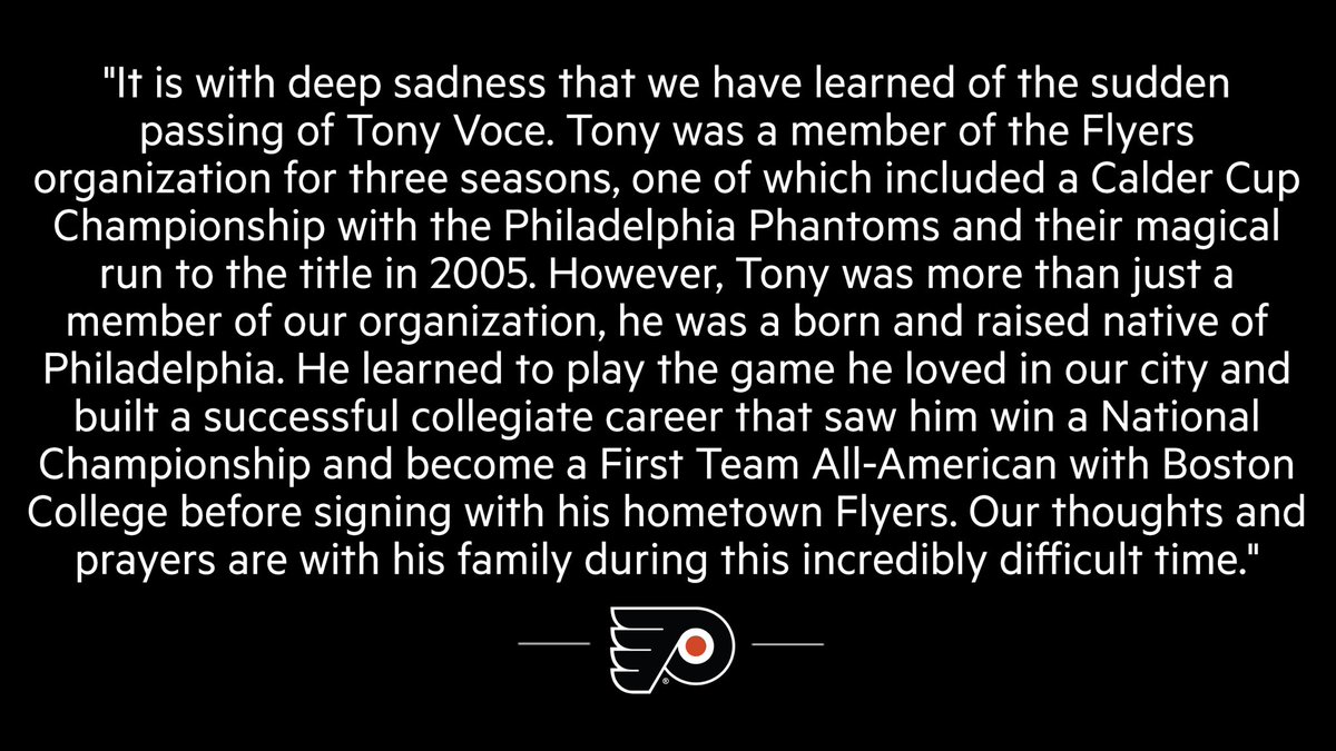 It is with deep sadness that we have learned of the sudden passing of Tony Voce. Our thoughts and prayers are with his family during this incredibly difficult time.