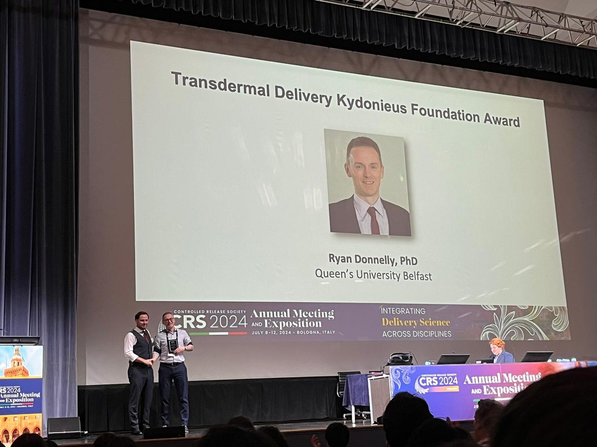 Ryan Donnelly (@ryanfdonnelly) on Twitter photo What a great first day at #CRS2024! The <a href="/pharmacyatQUB/">QUB Pharmacy School</a> team are here in force 💪. Delighted to collect the Kydonieus Foundation Transdermal Award and speak at the Ashland LA Delivery session <a href="/Dr_JA_Coulter/">Prof Jonathan Coulter</a> <a href="/aljamal_wafa/">Wafa Al-Jamal</a> <a href="/paredesaj/">Alejandro J. Paredes</a> <a href="/enekolarraneta/">Eneko Larraneta</a> What a great first day at #CRS2024! The <a href="/pharmacyatQUB/">QUB Pharmacy School</a> team are here in force 💪. Delighted to collect the Kydonieus Foundation Transdermal Award and speak at the Ashland LA Delivery session <a href="/Dr_JA_Coulter/">Prof Jonathan Coulter</a> <a href="/aljamal_wafa/">Wafa Al-Jamal</a> <a href="/paredesaj/">Alejandro J. Paredes</a> <a href="/enekolarraneta/">Eneko Larraneta</a>