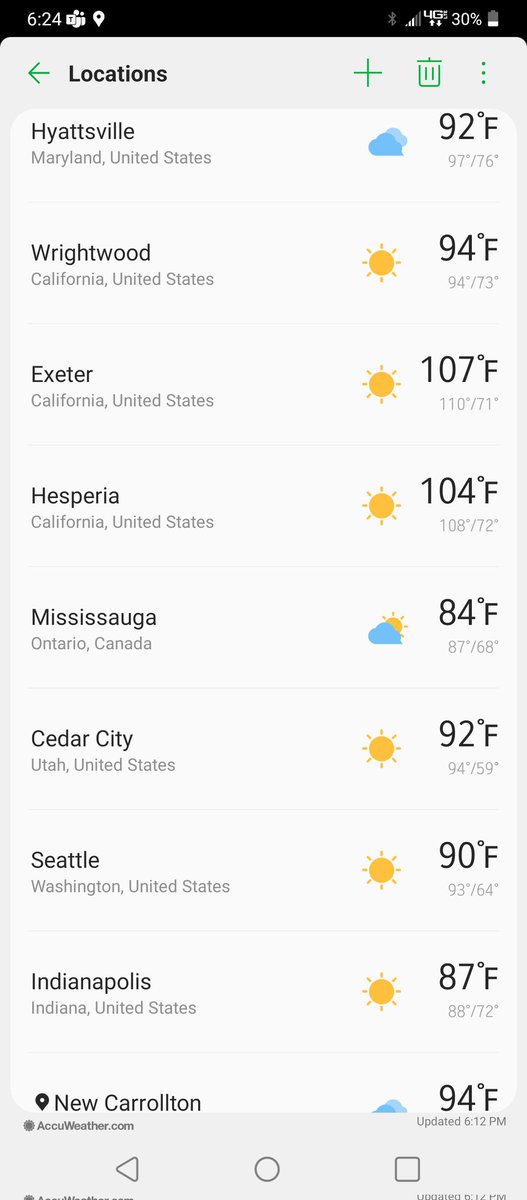 Family in these locations. Only one is less than 90 F. Several of these locations have family that have almost never make use of AC
