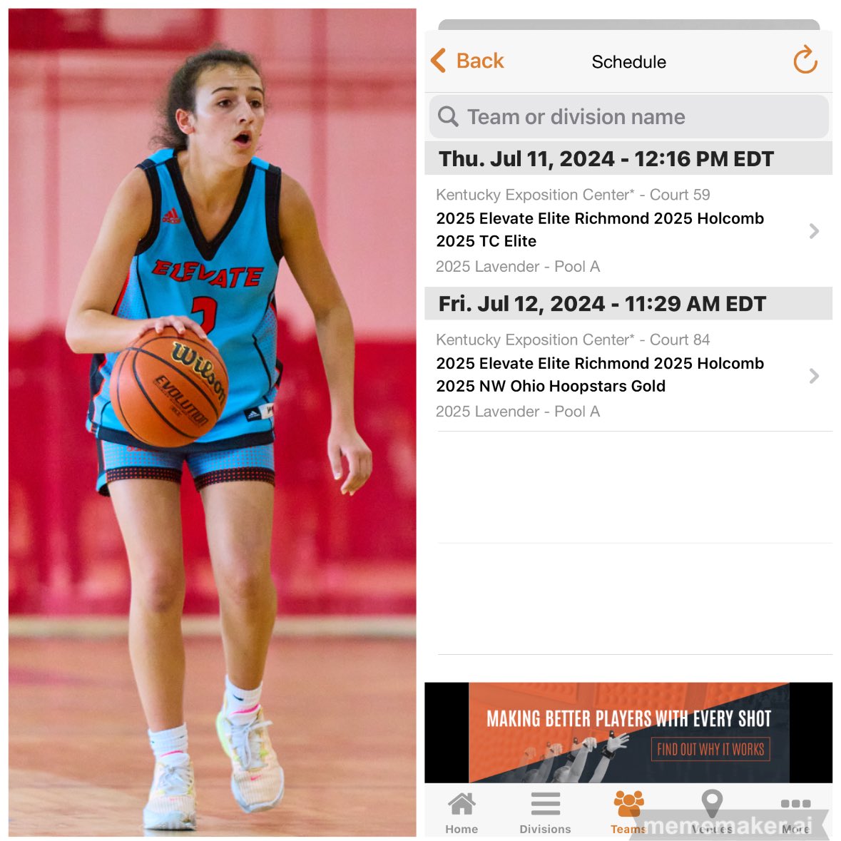 EmmaTerry2025's tweet photo. Looking forward to playing ⁦@TFNsRun4Roses⁩ Classic &amp; Championships. Here is our first 2 scheduled games before bracket play. https://t.co/o3ngqJ7lcv