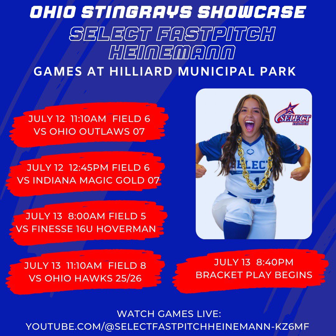 Pilar Cox (@pilar_cox34) on Twitter photo Schedule for this weekend at the Ohio Stingrays Showcase! <a href="/SelectHeinemann/">Select Fastpitch 16u Heinemann</a> Schedule for this weekend at the Ohio Stingrays Showcase! <a href="/SelectHeinemann/">Select Fastpitch 16u Heinemann</a>