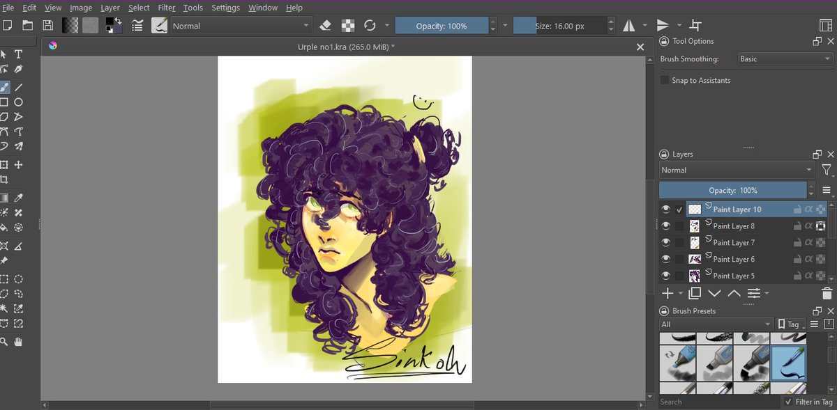 _Sinkoh's tweet photo. First time testing out Krita with an ACTUAL tablet meant for drawing, there's a ton of tabs and I don't know what half of the buttons do, but I think this turned out neat regardless.

#krita #digitalart https://t.co/a7nqFVvNVa