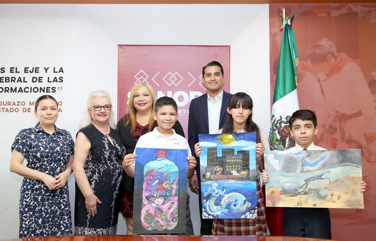 Hoy reconocemos y premiamos el talento de tres estudiantes sonorenses que participaron en el XLVII Concurso Estatal de Pintura Infantil "El Niño y La Mar" 2024 convocado por la <a href="/SEMAR_mx/">SEMAR México</a>.

Quiero felicitar a Dilbert Ojeda Ibarra, ganador del primer lugar, a Susana Isabel Sánchez