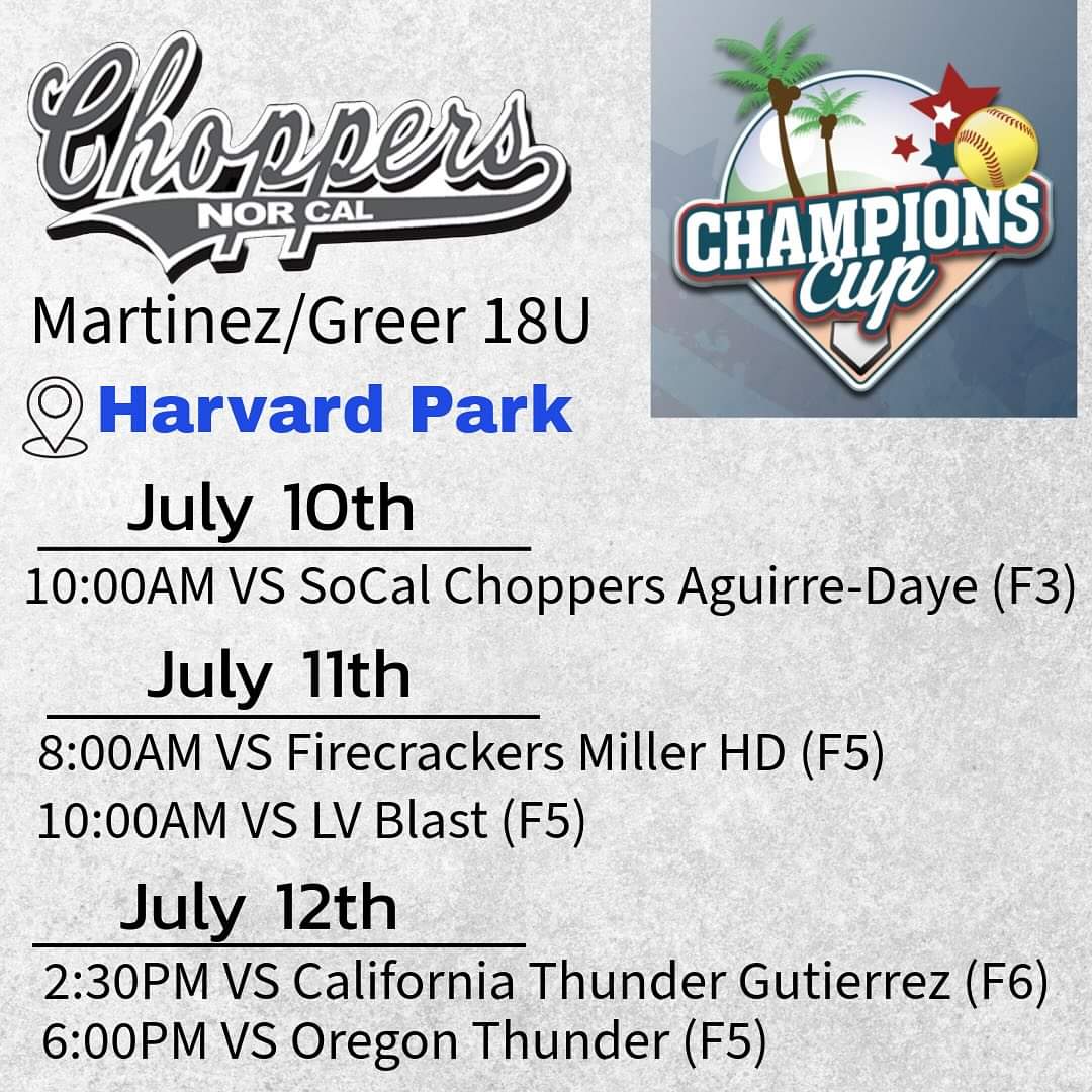 Choppers18u's tweet photo. @Choppers18u is heading back to Socal this week for @USASoftball Champion's Cup at Harvard Park in Irvine 🥎 https://t.co/qcHtYxbbs2