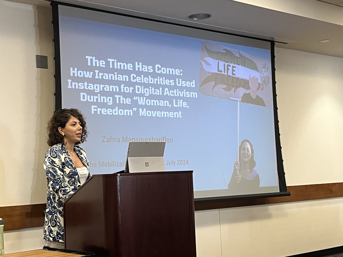Media and Movements Panel

Zahra Mansoursharifloo (Kansas) shows how celebrity capital turned into political capital during the 2022 Women, Life, Freedom movement in Iran.