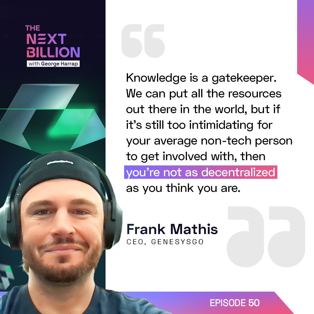 The Next Billion Podcast | NEW EPISODE Out Now! (@the_nextbillion) on Twitter photo Knowledge is the real gatekeeper in crypto!
<a href="/George_harrap/">Gโ๏ธStep Finance</a> & <a href="/Frank_theTrader/">Frank ๐บ๐ฆ๐ณ๏ธโ๐โง๏ธ</a> discuss making crypto accessible so anyone can connect easily in minutes. Resources aren't enough if they're intimidating to non-techies.
Catch the full convo now โก๏ธ youtu.be/A8aqsHtCdVM Knowledge is the real gatekeeper in crypto!
<a href="/George_harrap/">Gโ๏ธStep Finance</a> & <a href="/Frank_theTrader/">Frank ๐บ๐ฆ๐ณ๏ธโ๐โง๏ธ</a> discuss making crypto accessible so anyone can connect easily in minutes. Resources aren't enough if they're intimidating to non-techies.
Catch the full convo now โก๏ธ youtu.be/A8aqsHtCdVM