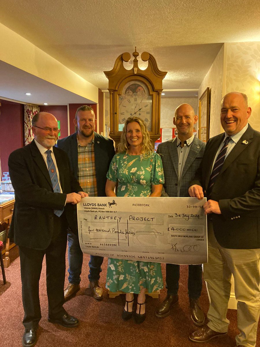 john_wrennall's tweet photo. The South Westmorland Group had the pleasure of our PGM presenting a cheque for £4,000 to the Rawthey Project with money raised from our recent D-Day celebration and also a presentation of a clock from the SWG to our PGM for his services over the last six years https://t.co/AySUDCA14I
