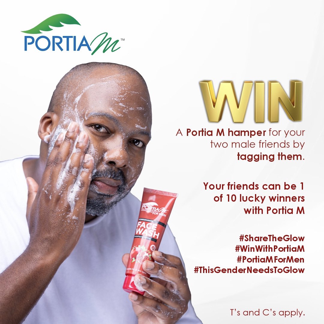 Glowers another week another giveaway 🎁🕺💃

WIN A Portia M hamper for your
two male friends by tagging them below. 

-Follow our social media pages , Like and RT the post.

-Tag us and use the hashtags 

#ShareTheGlow #WinWithPortiaM #PortiaMForMen 
#ThisGenderNeedsToGlow