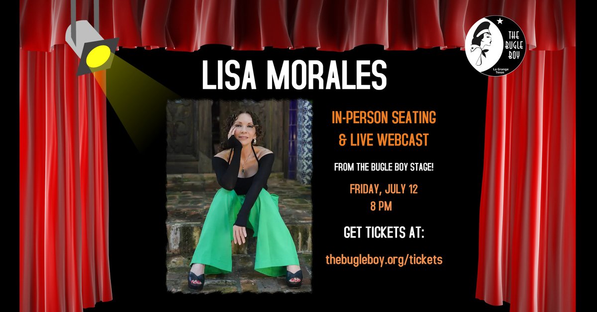 Join us Friday in La Grange for Lisa Morales duo show!
thebugleboy.org/tickets

#livemusic #lagrangetx #roundtoptx
#listeningroom #livewebcast  #lisamorales