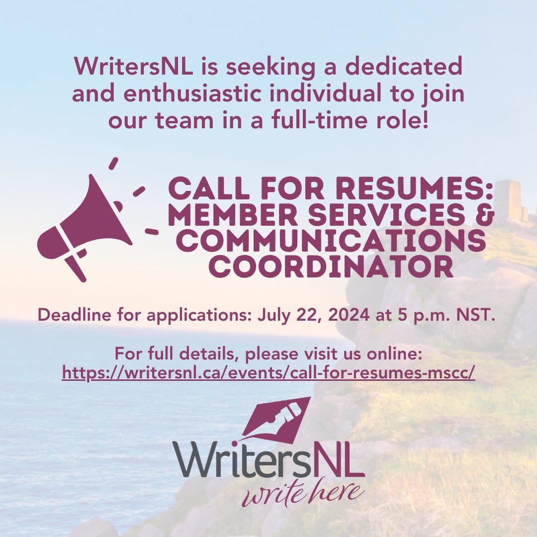 WritersNL is seeking a dedicated and enthusiastic individual to join our team as the Member Services and Communications Coordinator! ✍️🫵🤝

This full-time position offers a unique opportunity to support the literary community in NL.

For full details 🔗: writersnl.ca/events/call-fo…