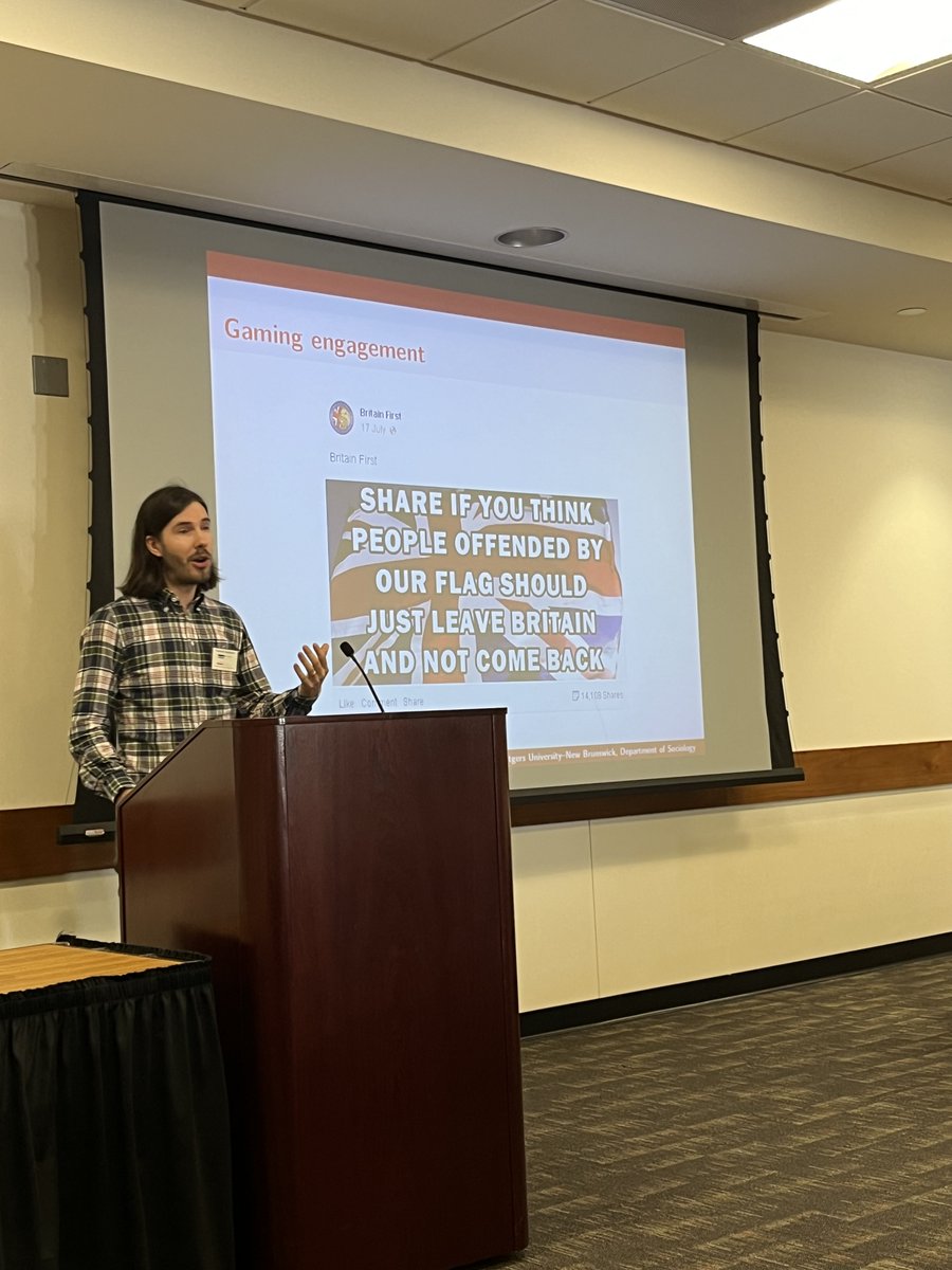 Media and Movements Panel

Thomas Davidson (Rutgers) on mechanisms for gaming online engagement used by the far right.