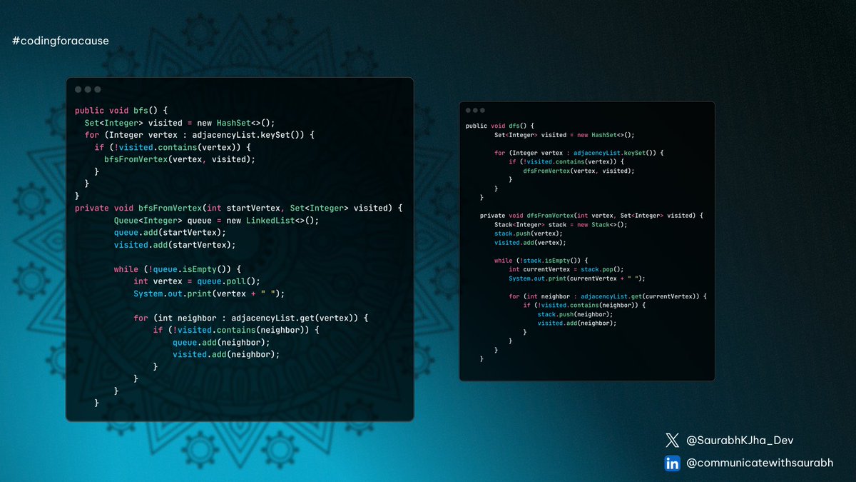 SaurabhKJha_Dev's tweet photo. #BFS &amp; #DFS traversals for undirected and likely disconnected graphs. It is #day96 of #100DaysOfDSA challenge.

Love Babbar's Playlist link : https://t.co/rG8lspHDmT

#codingforacause
#dsa #DSAwithKunal #consistency #LeetCode
#coding #100daysofcode #linkedingrowth https://t.co/pJ6IbULryD