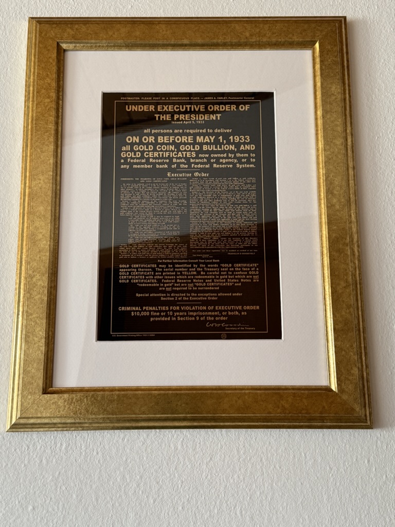 🔥 Executive Order 6102 🔥 Circuit board art piece #1/21 for auction! July  9th - 11th. A combination of the well-known Executive Order 6102 (Gold Ban  1933) and Bitcoin Whitepaper. 22K Gold