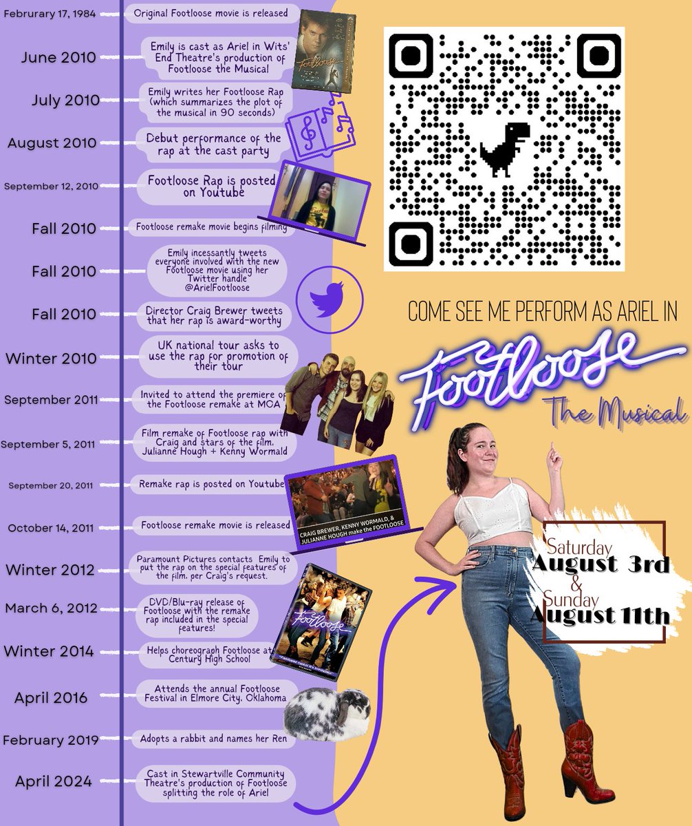 ArielFootloose's tweet photo. This summer, Southeast Minnesota = Bomont

Come see me reprise the role of Ariel in the musical that started it all 👠👡👢🥿👟�� 

2 nights only
☆August 3 &amp; 11☆

#footloose #footlooserap #footlooseremake #footloosethemusical #footlooseforever https://t.co/K0x0othRj1