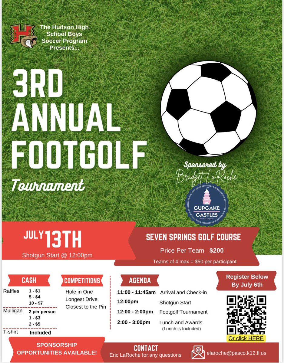 3rd Annual Footgolf Tournament is this Saturday, July 13th at 12 PM. Such a great event so be sure to sign up if interested ⚽️‼️

Link to register: docs.google.com/forms/d/19aPEU…
