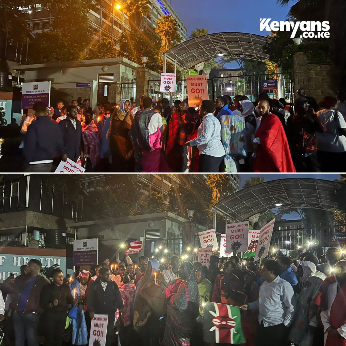 We are standing up with young Doctors tonight! If you can send them food, tea, warm blankets, sleeping bags etc we’ll appreciate . 
These doctors would ideally be treating you and your kin on a night shift in a hospital near you. 
#OccupyMOH
#PostDoctorInterns