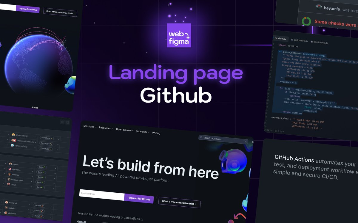 🚀 Day 17 Figma File Drop: 🐙

Designers, it's time to "commit" to some serious inspiration! Dive into the UI of the world's leading developer platform - Github!

👉 See how GitHub Copilot's UI promises 55% faster coding
👉 Explore dark mode designs that make code snippets pop
👉