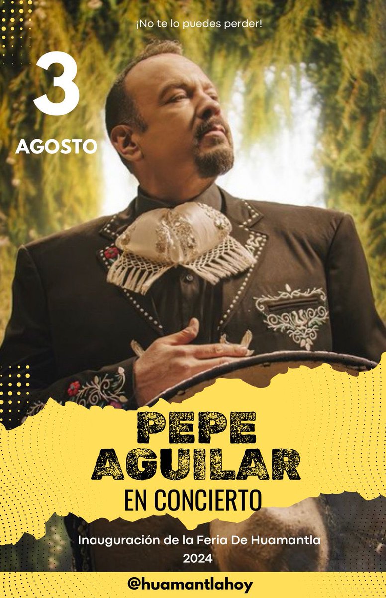 Ya viene la #FeriaDeHuamantla!
Gran inauguración este próximo 3 de agosto con la presentación gratuita de #PepeAguilar. 
Te esperamos !