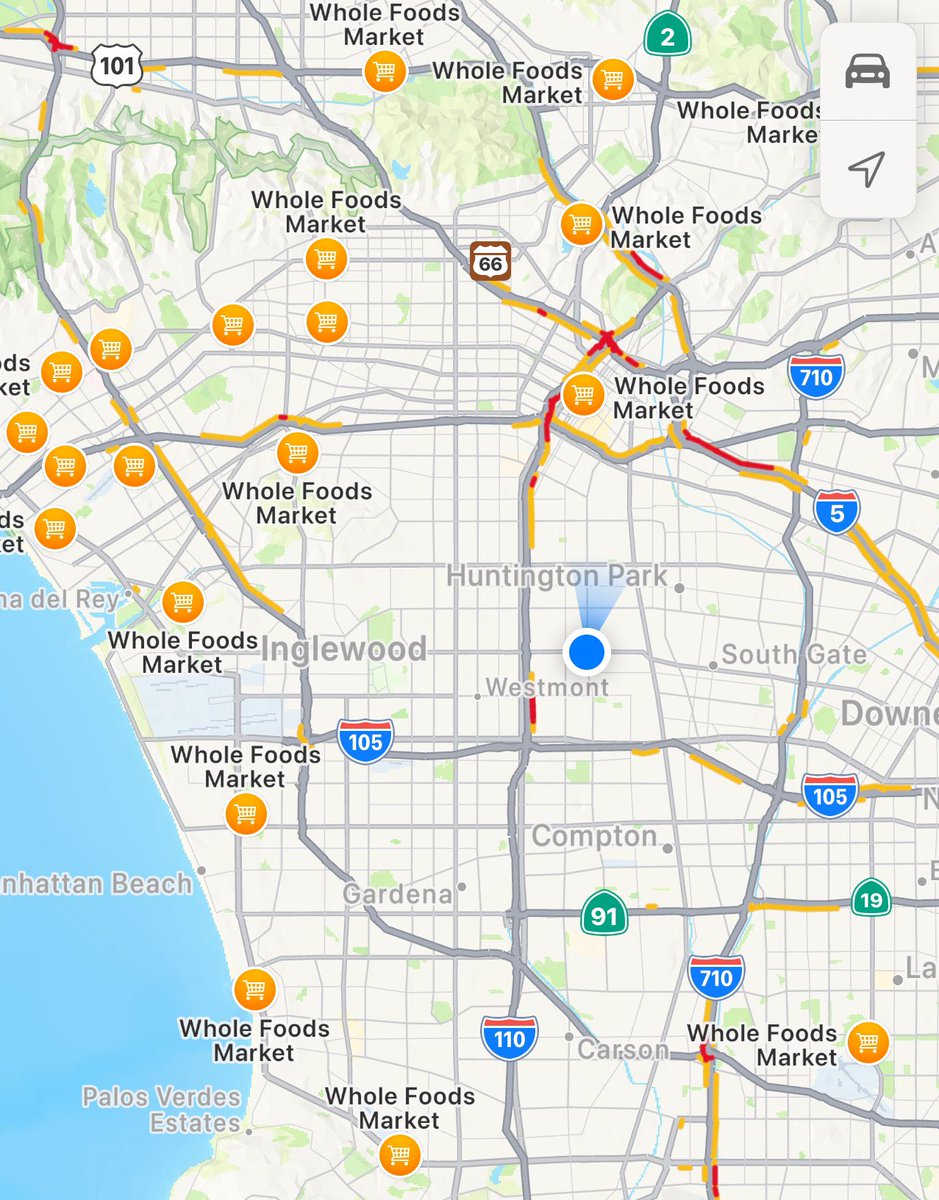 Nothing more dystopian than the map of all the Whole Foods in (or better yet around I should say) the Los Angeles area 

On this map alone you can easily determine where the bulk of black and brown people live or the difference between the communities of have and have-nots