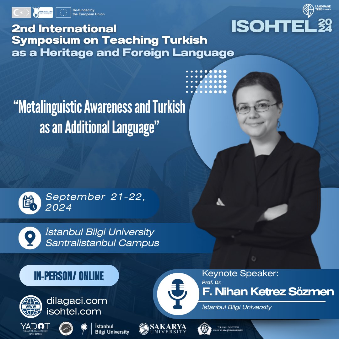 📅 Join us on September 21-22, 2024, at İstanbul Bilgi University’s Santralistanbul Campus for the 2nd International Symposium on Teaching Turkish as a Heritage and Foreign Language! 🌍✍️