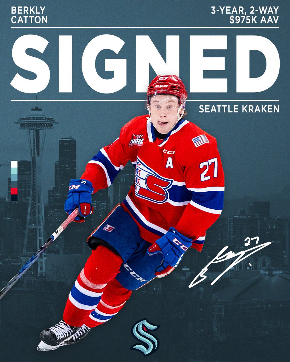 ICYMI: the <a href="/SeattleKraken/">Seattle Kraken</a> officially welcomed Berkly Catton to The Deep with a 3-year Entry Level Contract on Friday 🦑 Congrats Berk!

📰 bit.ly/4cyNwbH

#GoChiefsGo