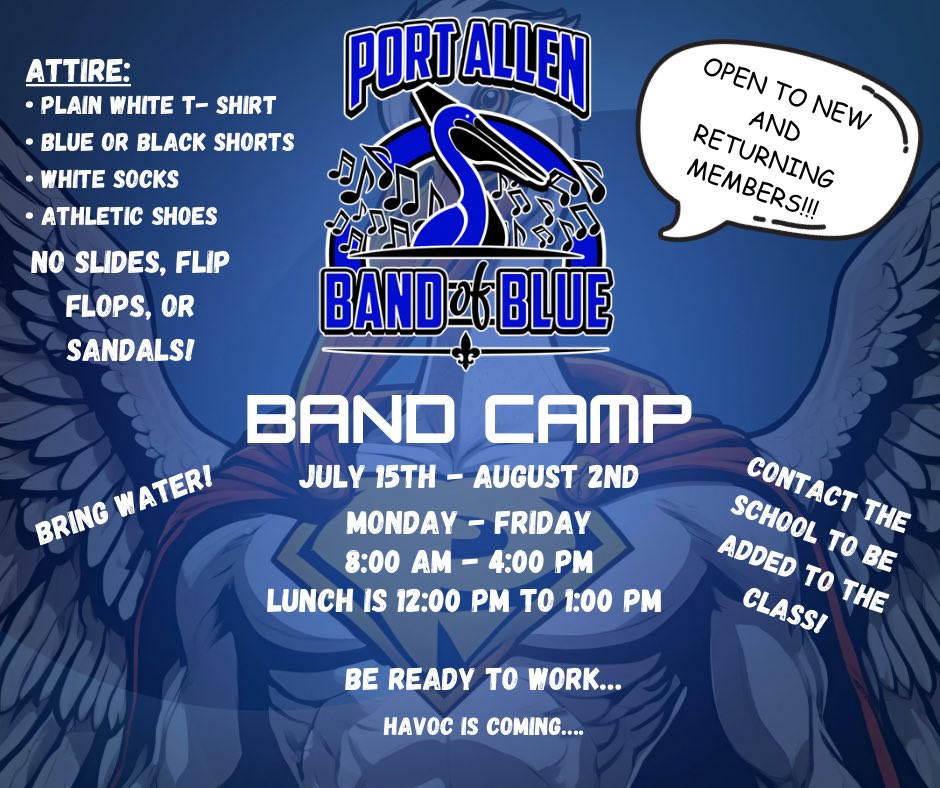 Information on the band camp for this year!