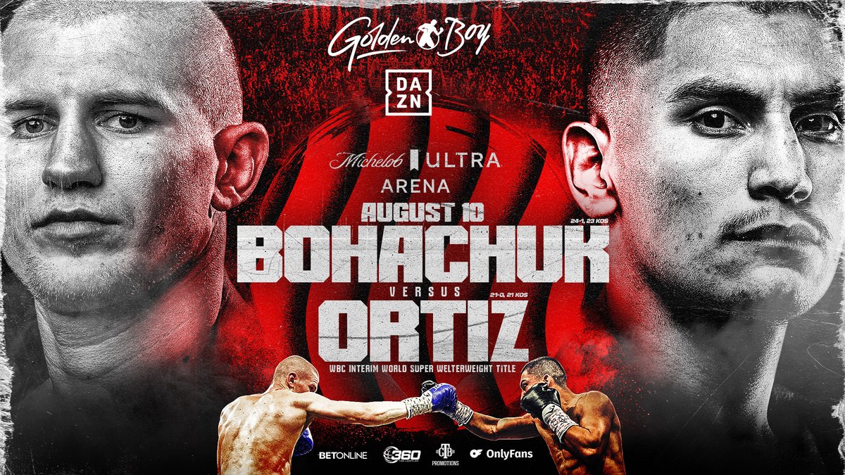 GoldenBoyBoxing's tweet photo. 🎟️ 𝐆𝐄𝐓 𝐑𝐄𝐀𝐃𝐘: Tickets for #𝐁𝐨𝐡𝐚𝐜𝐡𝐮𝐤𝐎𝐫𝐭𝐢𝐳 go on-sale Thursday July 11, with exclusive pre-sale starting Wednesday July 10. Set your 🔔 notifications to get our exclusive code for early access!

#BohachukOrtiz | LIVE on DAZN Aug 10 https://t.co/TZqjy8H1JB