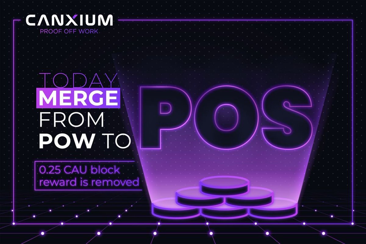 <a href="/JakeGagain/">JAKE</a> $cau  merged to PoS at: Jul 08 2024 10:23:16 AM 

Canxium itself is becoming a #hybrid blockchain, blocks are generated by PoS and $CAU is mined by Pow

$CAU will no longer inflate more than 2500 coins per day but will switch to a new, more flexible and smarter supply mechanism