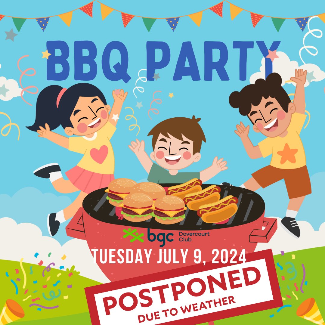 Due to unexpected weather, our annual summer BBQ planned for tomorrow will be rescheduled to next week, on Tuesday, July 16th, 2024. We'll still be serving all your BBQ favorites—hamburgers, hot dogs, and more—alongside plenty of ice cream treats and fun games to enjoy! 🍔🌭🍦