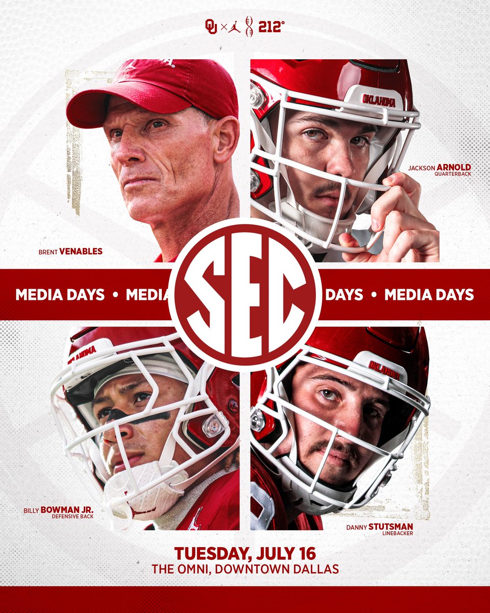 OU_Football's tweet photo. See you there, Sooner Nation!

🎙️ @SEC Media Days
🗓️ July 16 afternoon
📍 Omni Dallas Hotel

#OUDNA | #SECMD24 https://t.co/TKceWtd2ZJ